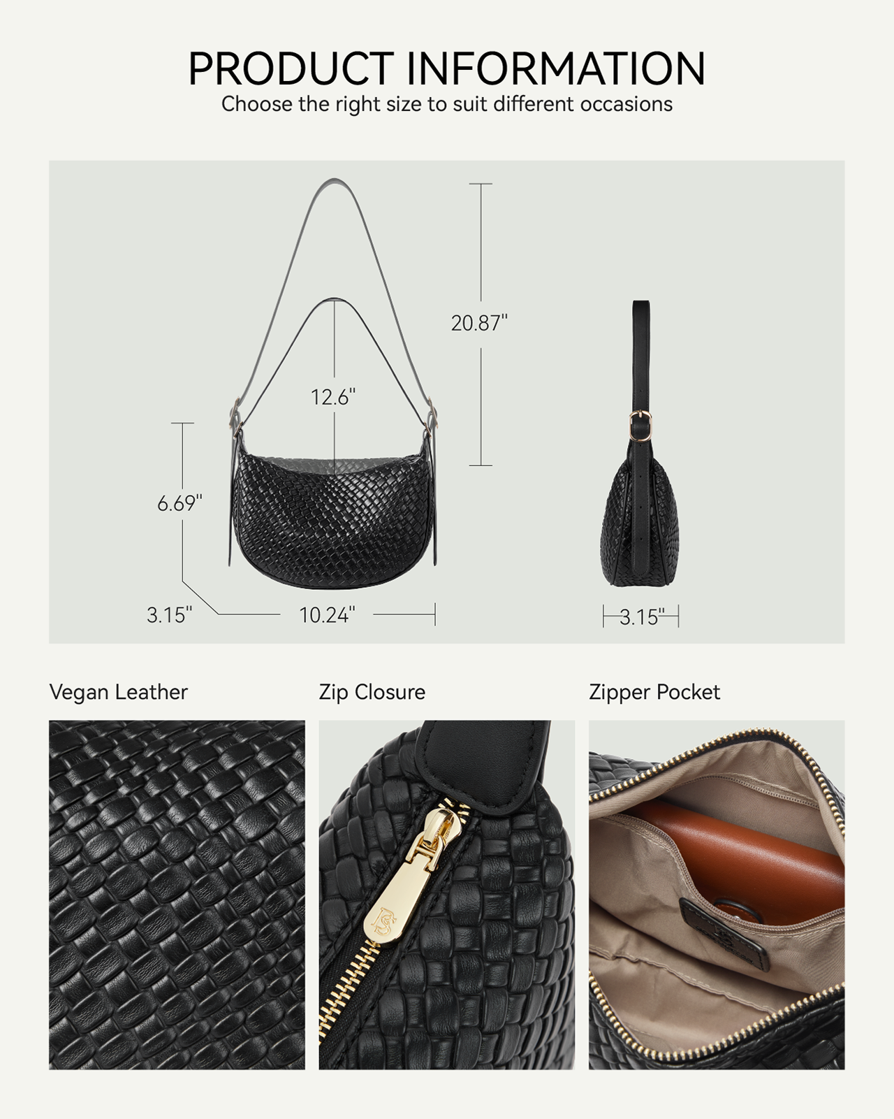 KWELI Woven Leather Half Moon Shoulder Bag