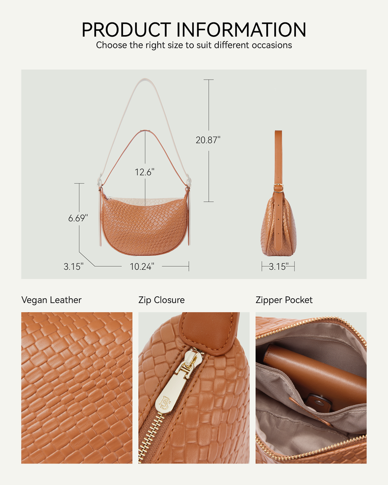 KWELI Woven Leather Half Moon Shoulder Bag