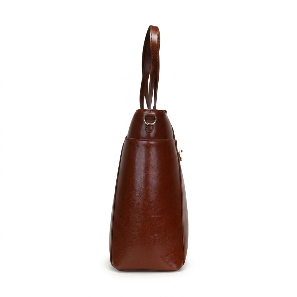 Carol Sequence Genuine Leather Tote Briefcase