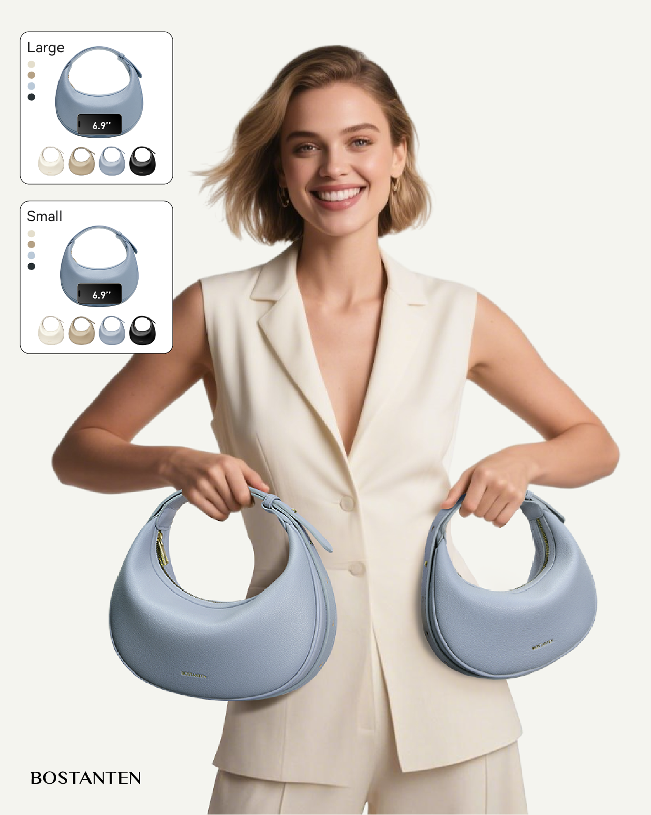 Kweli Crescent Moon Clutch Shoulder Bag — Two Sizes