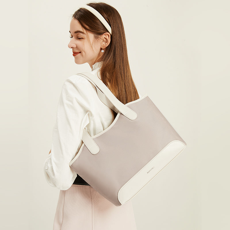 [Olivia Bag] BOSTANTEN Tote Bag Women's – Canvas & Synthetic leather, Large Capacity