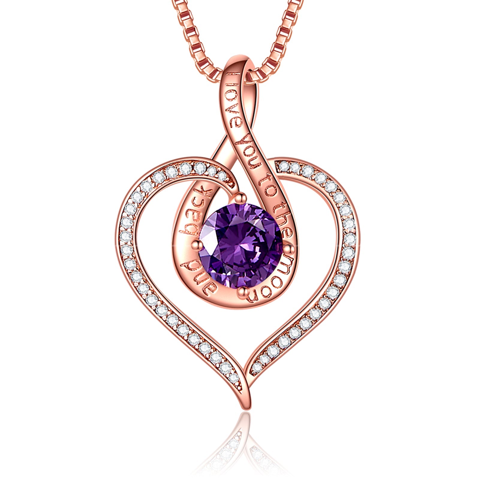 BOSTANTEN Love Heart Pendant Necklaces for Women Silver Rose Gold Tone Crystal Birthstone Birthday Jewelry Gifts for Women, 18"+2"