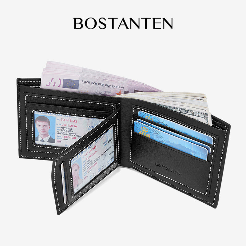 BOSTANTEN Men's Bifold Wallet Material PU leather Quality Premium