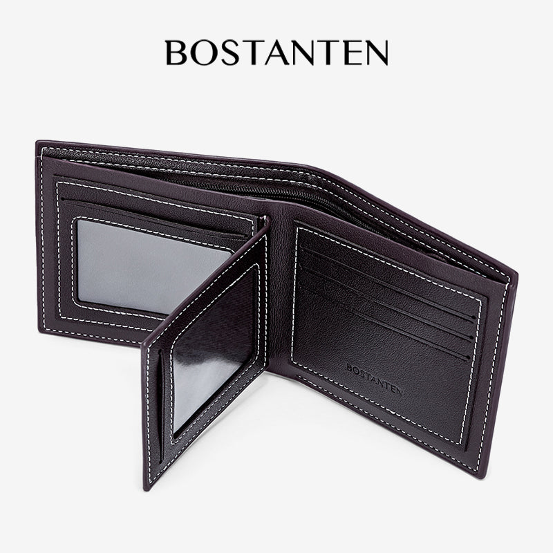 BOSTANTEN Men's Bifold Wallet Material PU leather Quality Premium