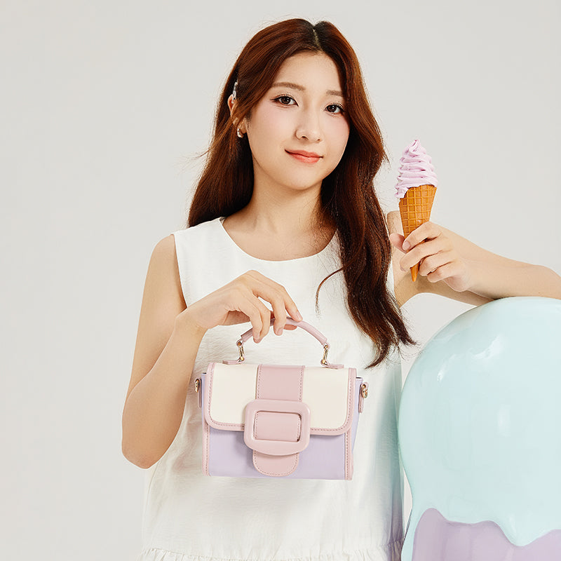 [Cake Ice Cream Bag] Bostanten 2025 Bag Women's  Crossbody Women's Hand Bag Bag Sling Bag 2 in 1 Shoulder Bag Leather