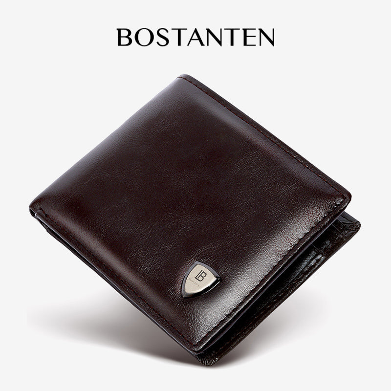 BOSTANTEN Men's Wallet Coin zipper PU leather Trifold