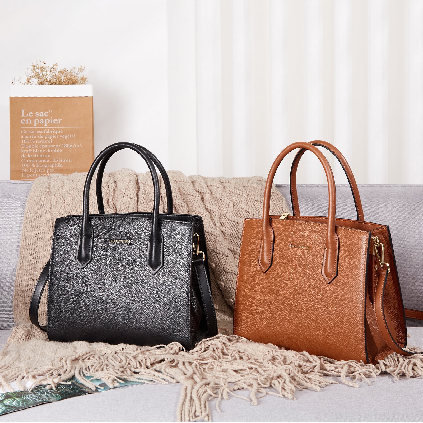 Machk Genuine Leather Tote Bag  — Handle Shoulder