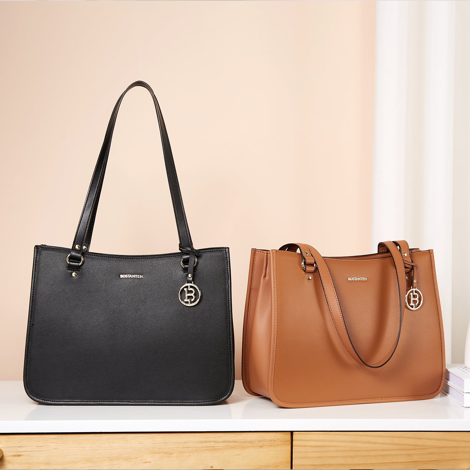 BOSTANTEN Leather Handbags Deigner Tote Bag Women Top-Handle Satchel Purses Shoulder Bags