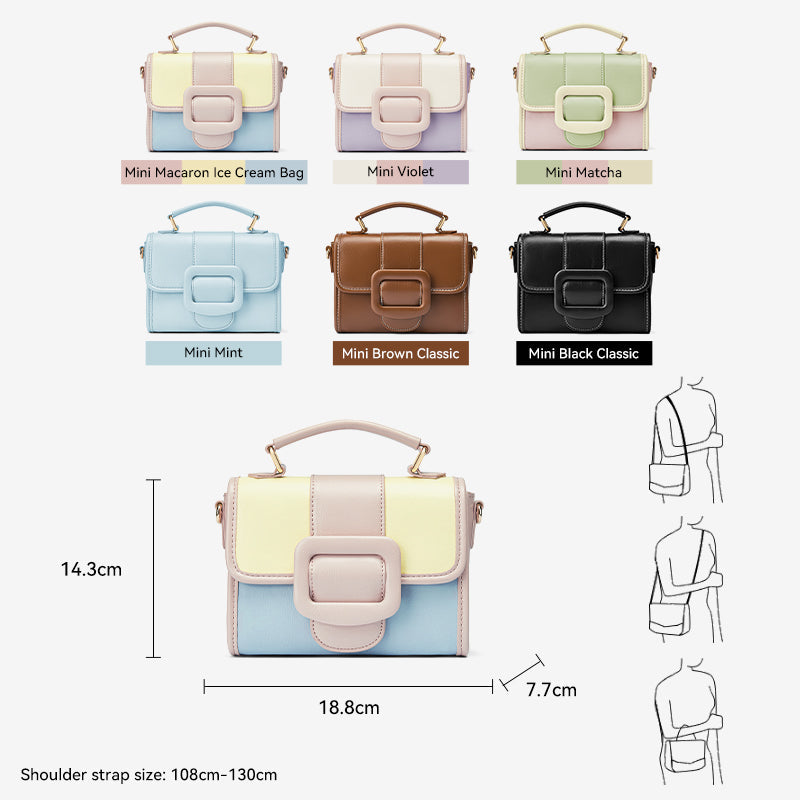 [Cake Ice Cream Bag] Bostanten 2025 Bag Women's  Crossbody Women's Hand Bag Bag Sling Bag 2 in 1 Shoulder Bag Leather