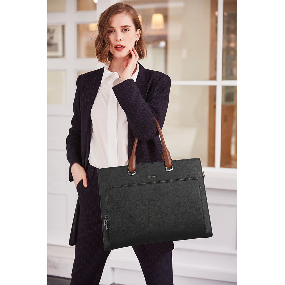 Machk Women's Briefcase Tote — Classic Black Design