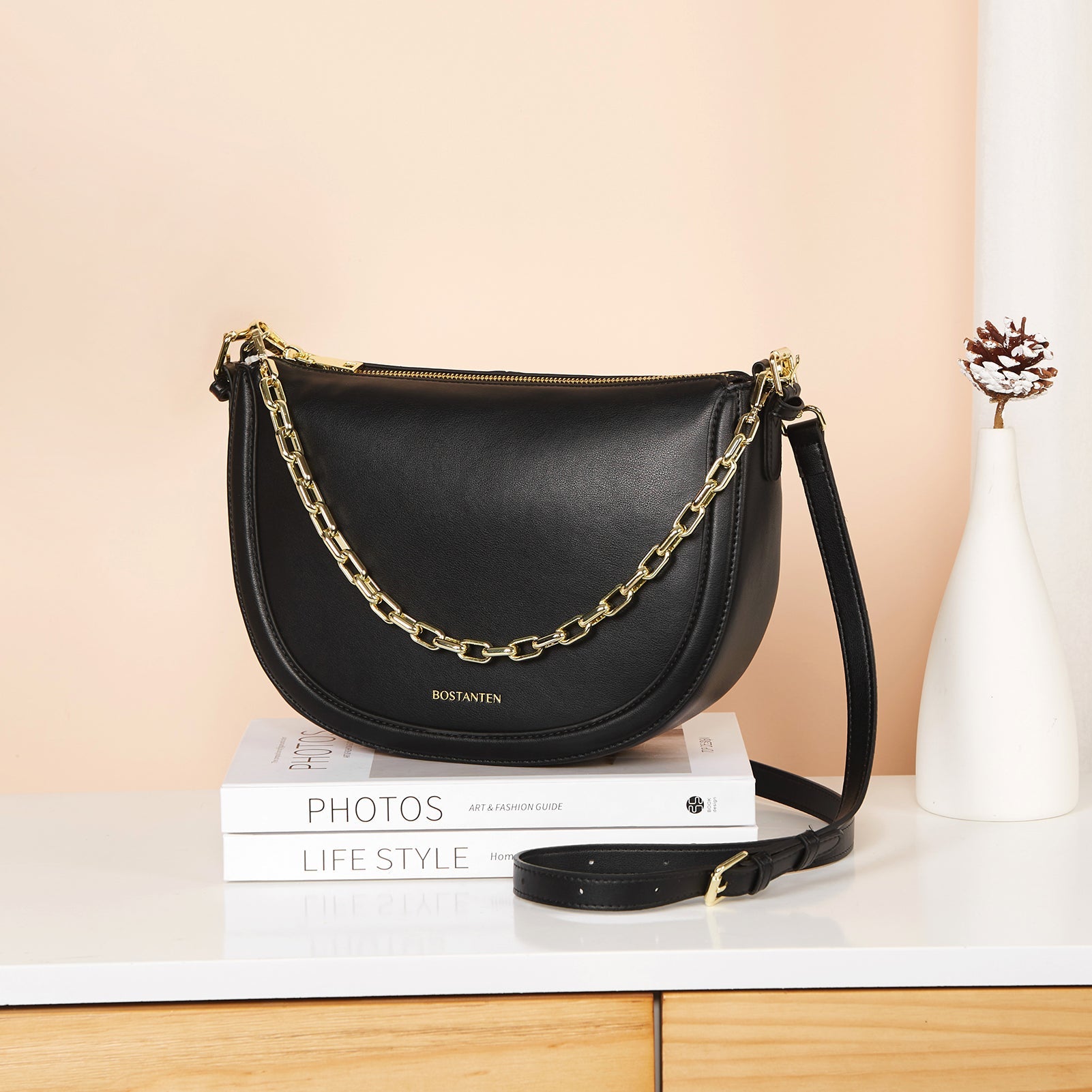 BOSTANTEN Women Shoulder Tote HandBag Designer Leather Purses Crossbody Bags with Zipper