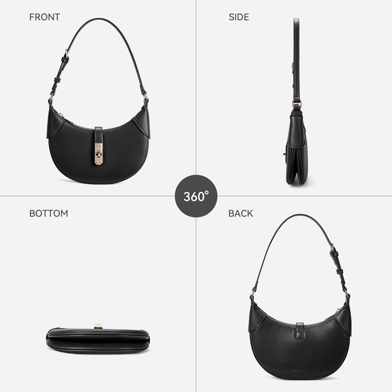 Kweli Crescent Designer Clasp Shoulder Bag