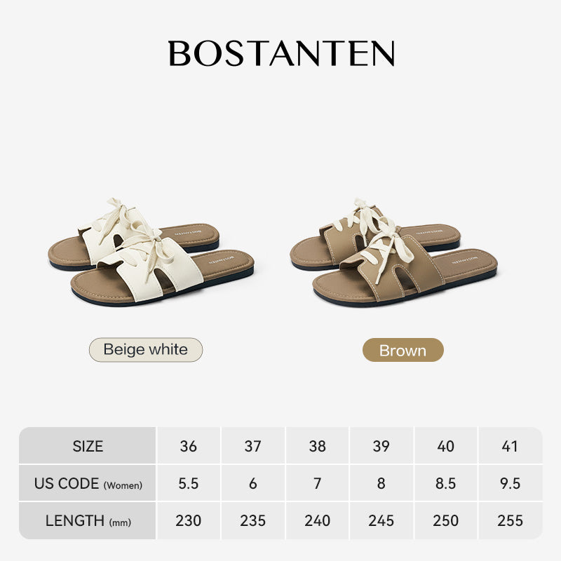 [New Arrival] Bostanten Sandals Flat Women's – Slip-On Trendy Rubber sole Anti-slip