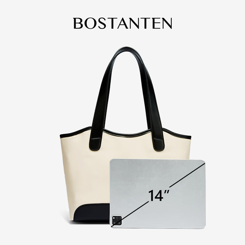 [Olivia Bag] BOSTANTEN Tote Bag Women's – Canvas & Synthetic leather, Large Capacity