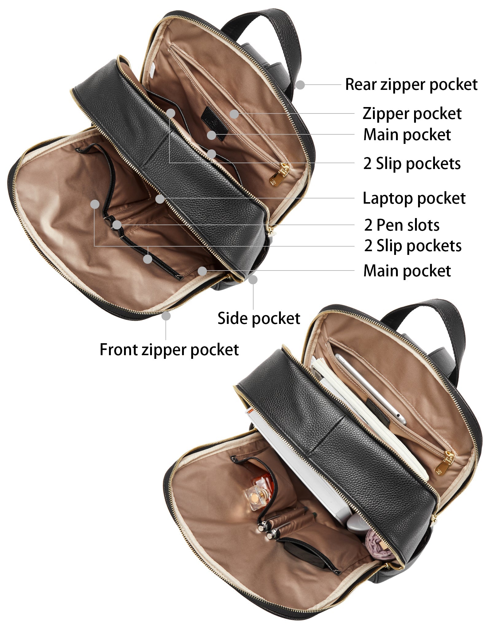 Laptop Backpack for Women - Premium Leather