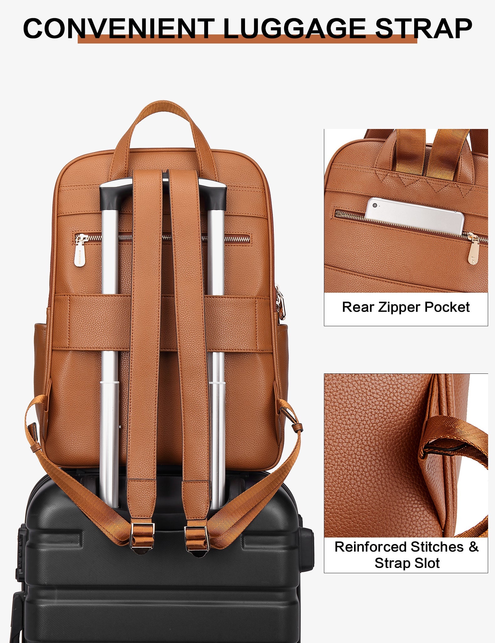 Laptop Backpack for Women - Premium Leather