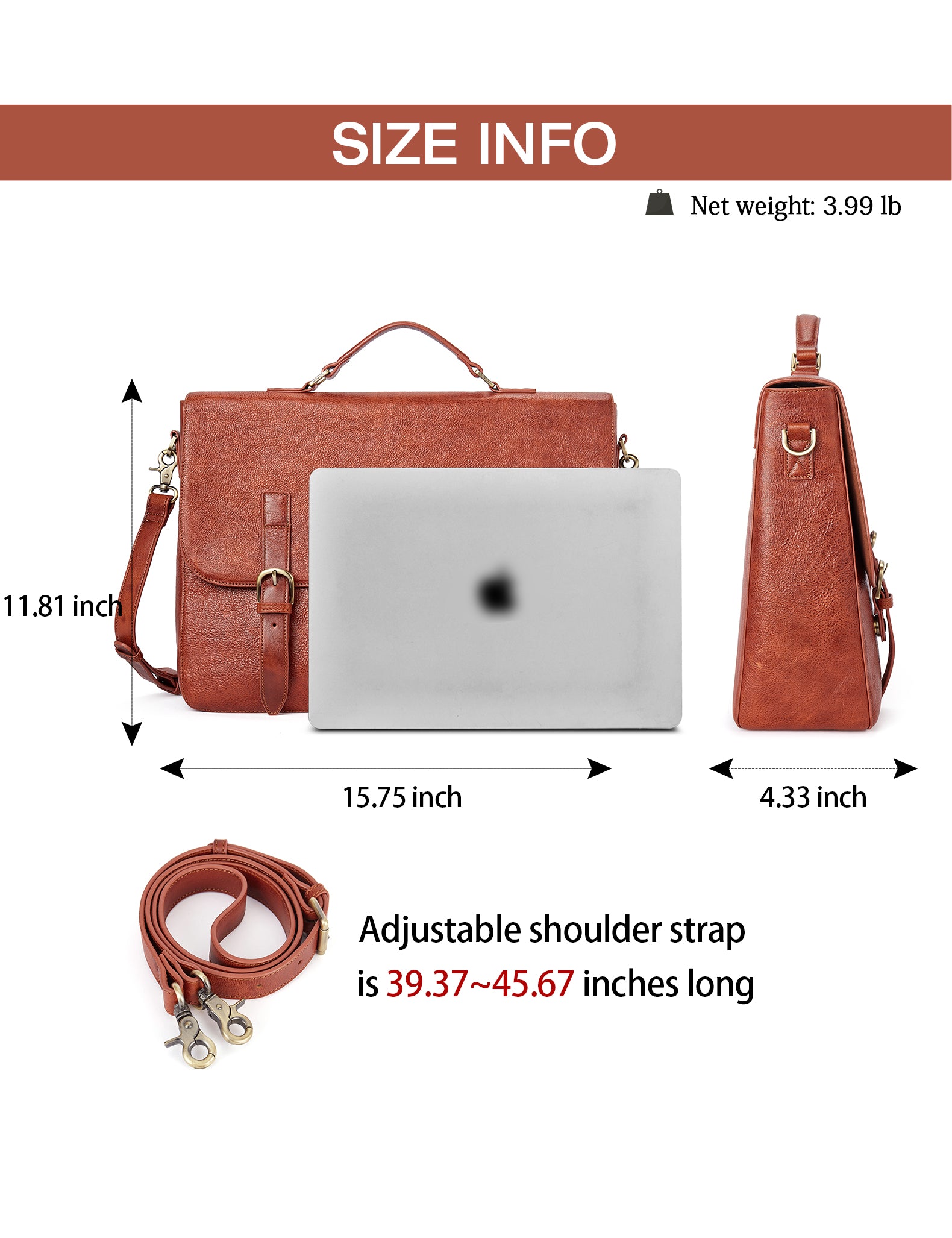15.6 Inch Italian Leather Men's Briefcase for the Modern Professional