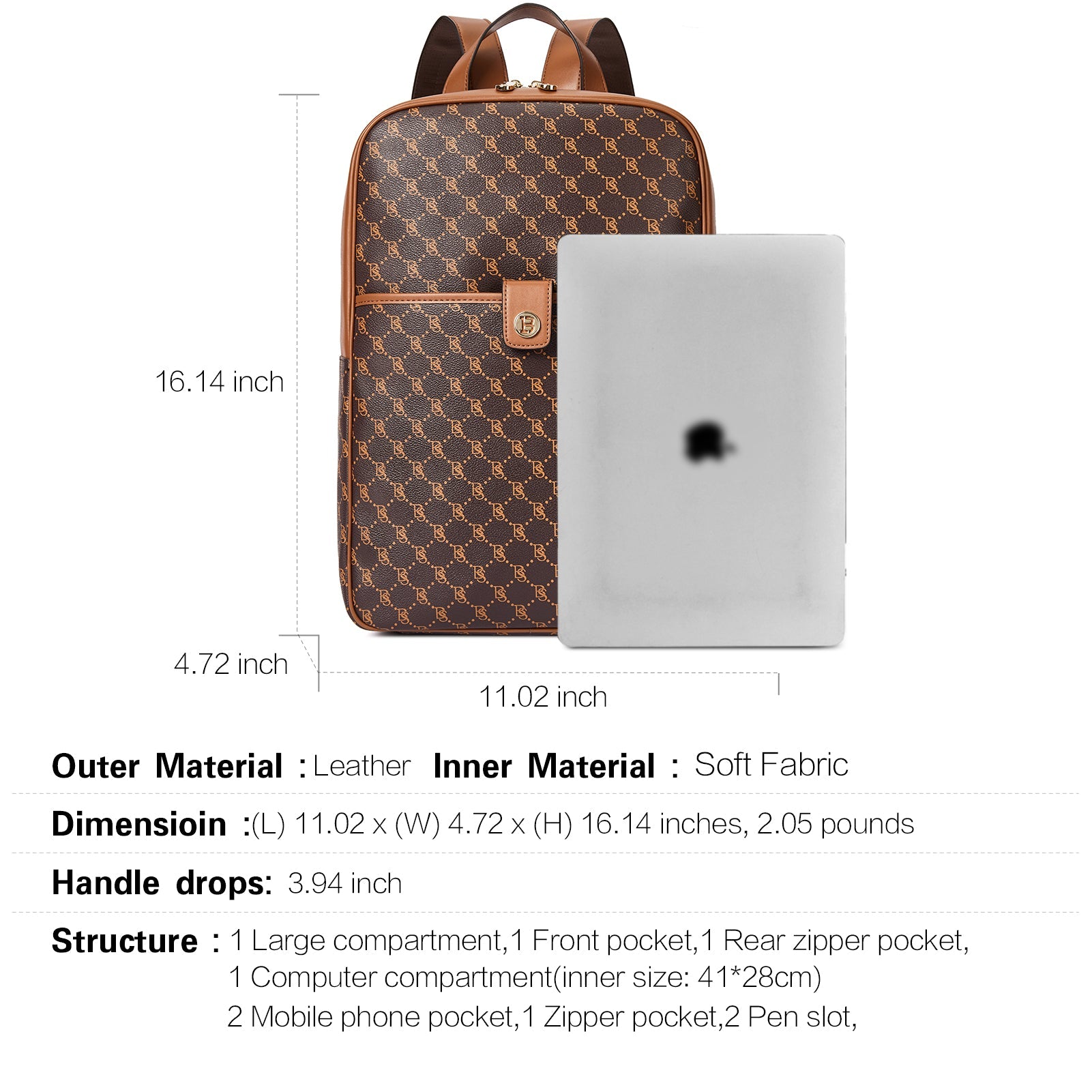 Libe Leather Laptop Backpack for Women  For Travel