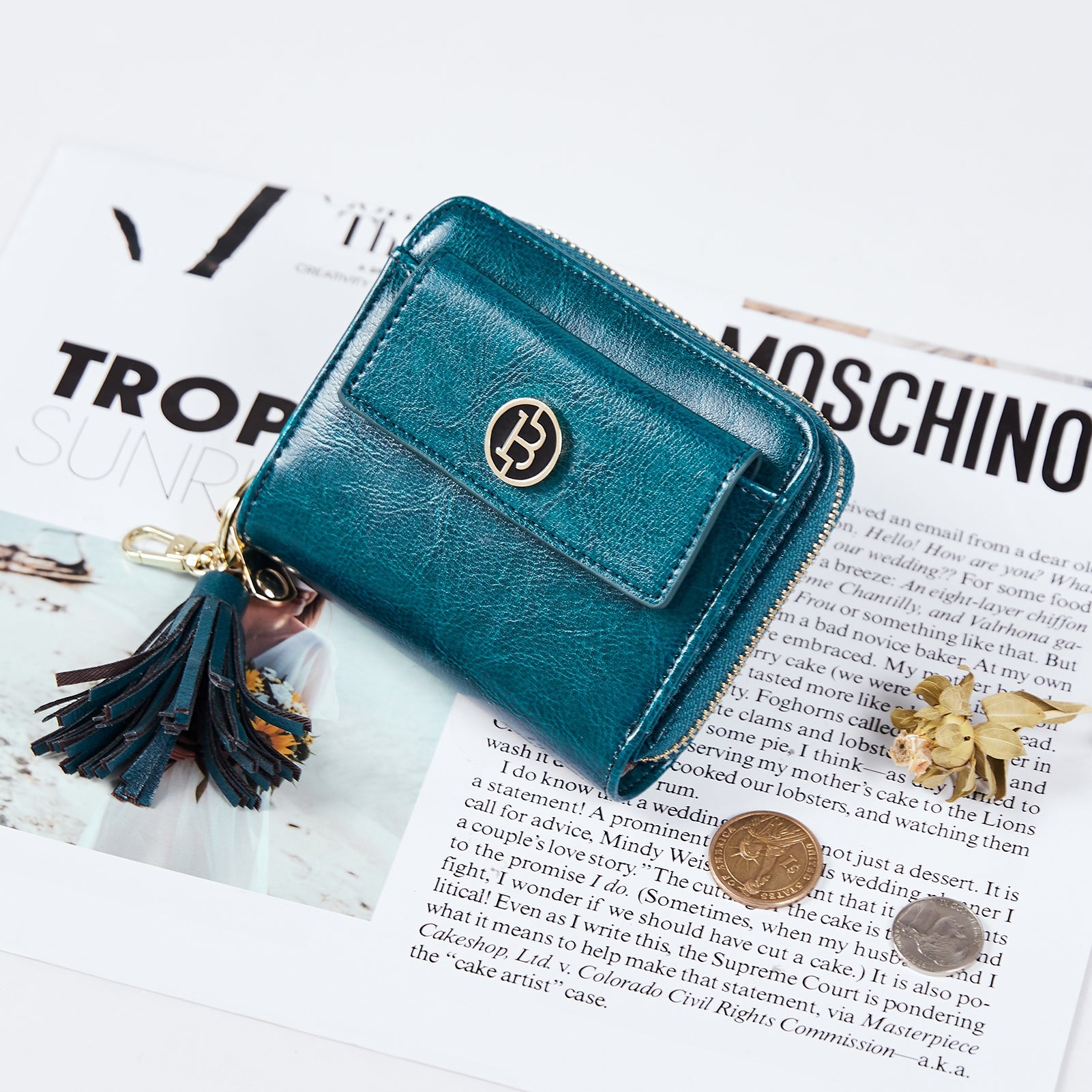 Lomy Small Coin & Card Purse With Tassel — Cowhide