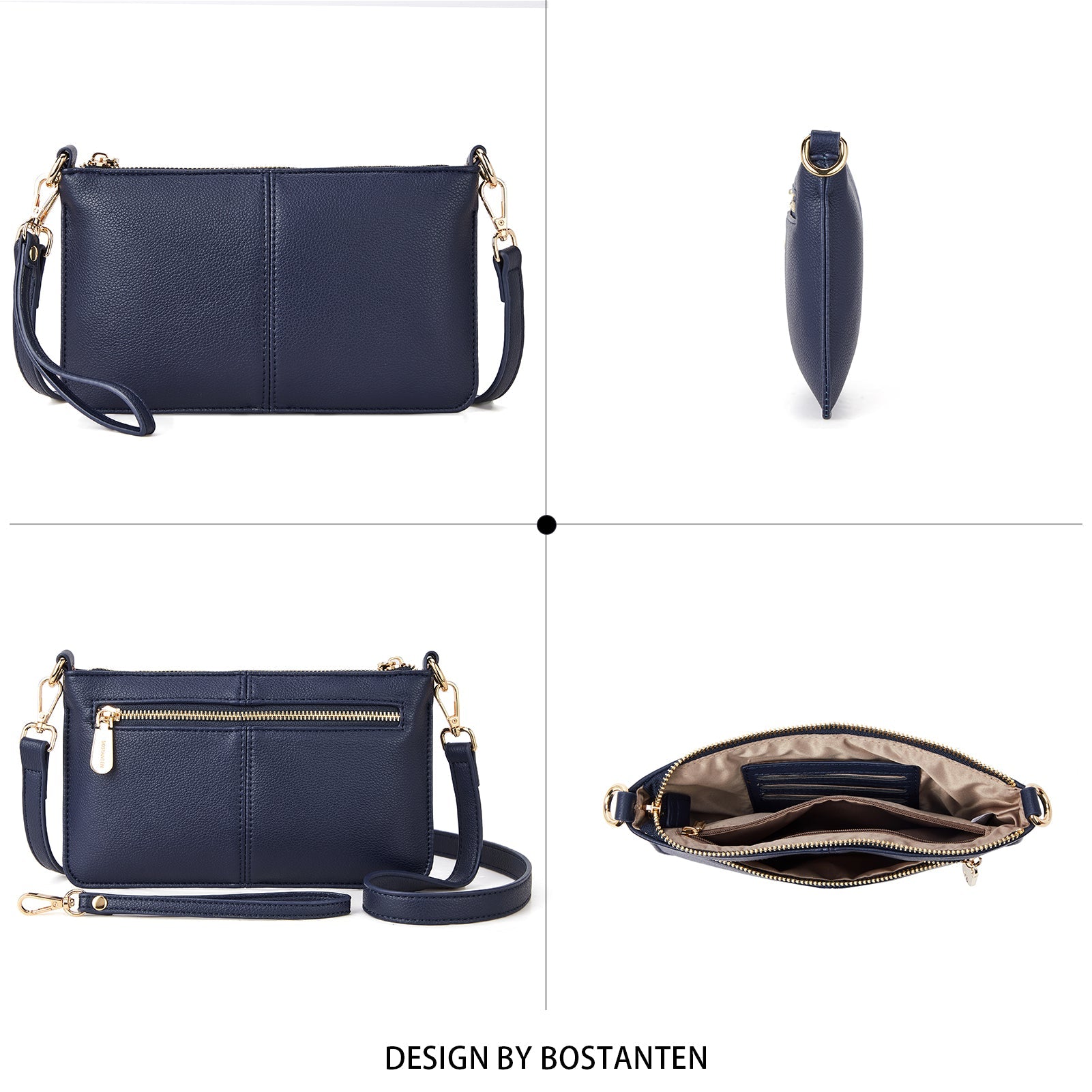 Nola Chic and Sustainable - The Vegan Leather Envelope Clutch Purse - Navy Blue