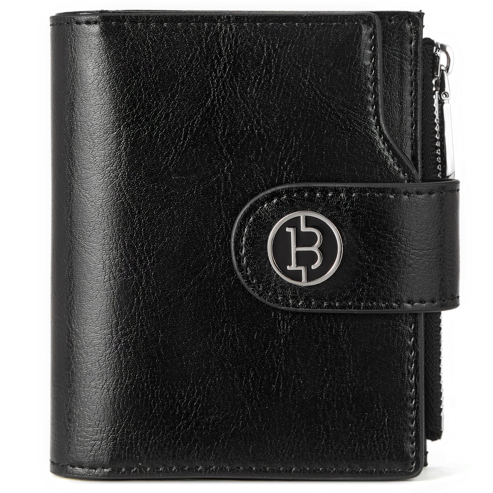 Luna Small RFID Blocking Bifold Zipper Pocket Wallet Card Case with ID Window