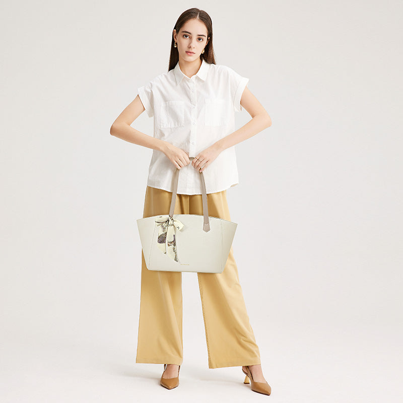 [Mila Bag] BOSTANTEN Tote Bag Leather Women's – Monogram Medium, Korean Style Casual