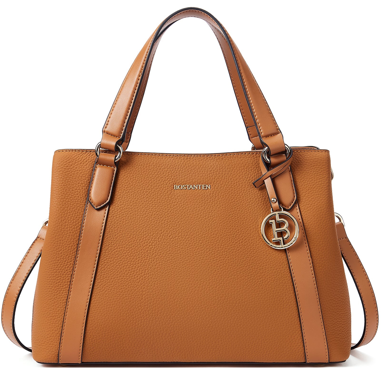 BOSTANTEN Leather Handbags for Women Designer Satchel Purses Top Handle Shoulder Crossbody Bag with Triple Compartment
