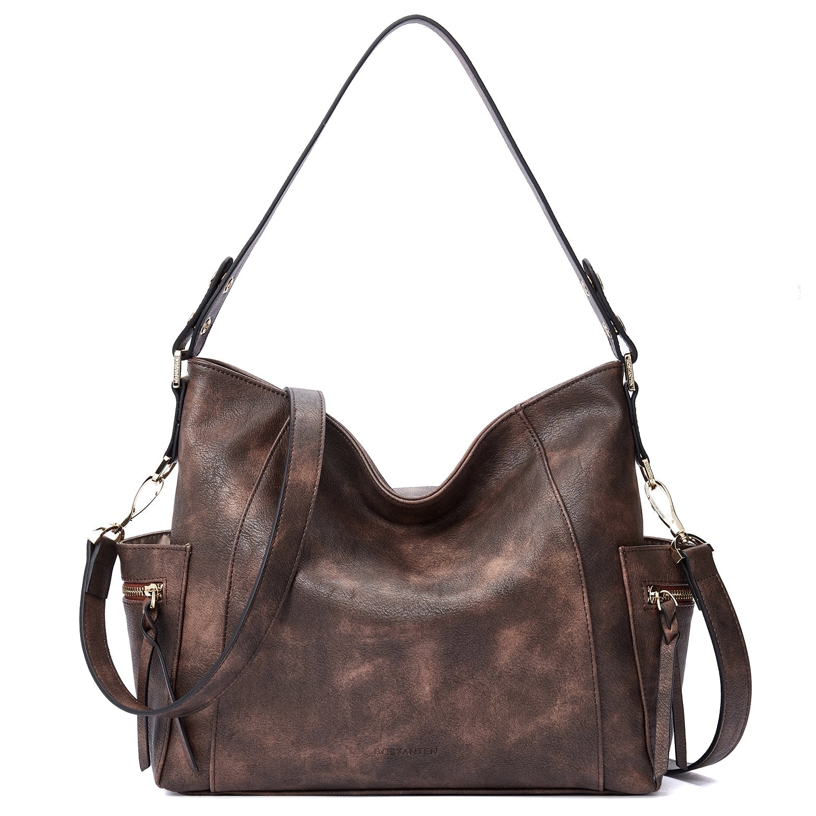 BOSTANTEN Genuine Leather Hobo Handbags Designer Shoulder Tote Purses Crossbody Large Bag for Women