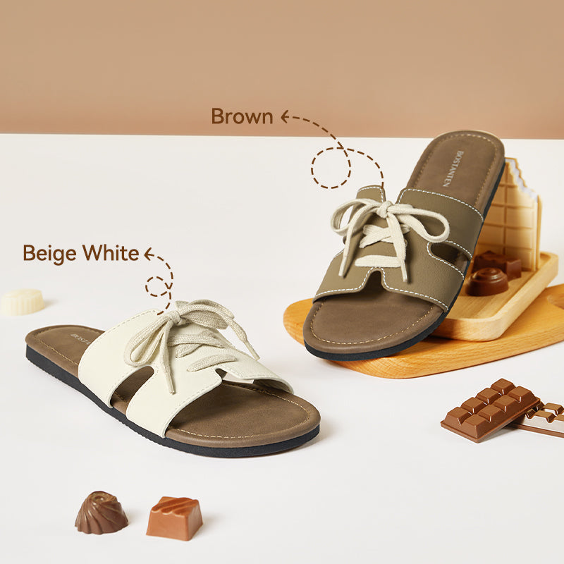 [New Arrival] Bostanten Sandals Flat Women's – Slip-On Trendy Rubber sole Anti-slip