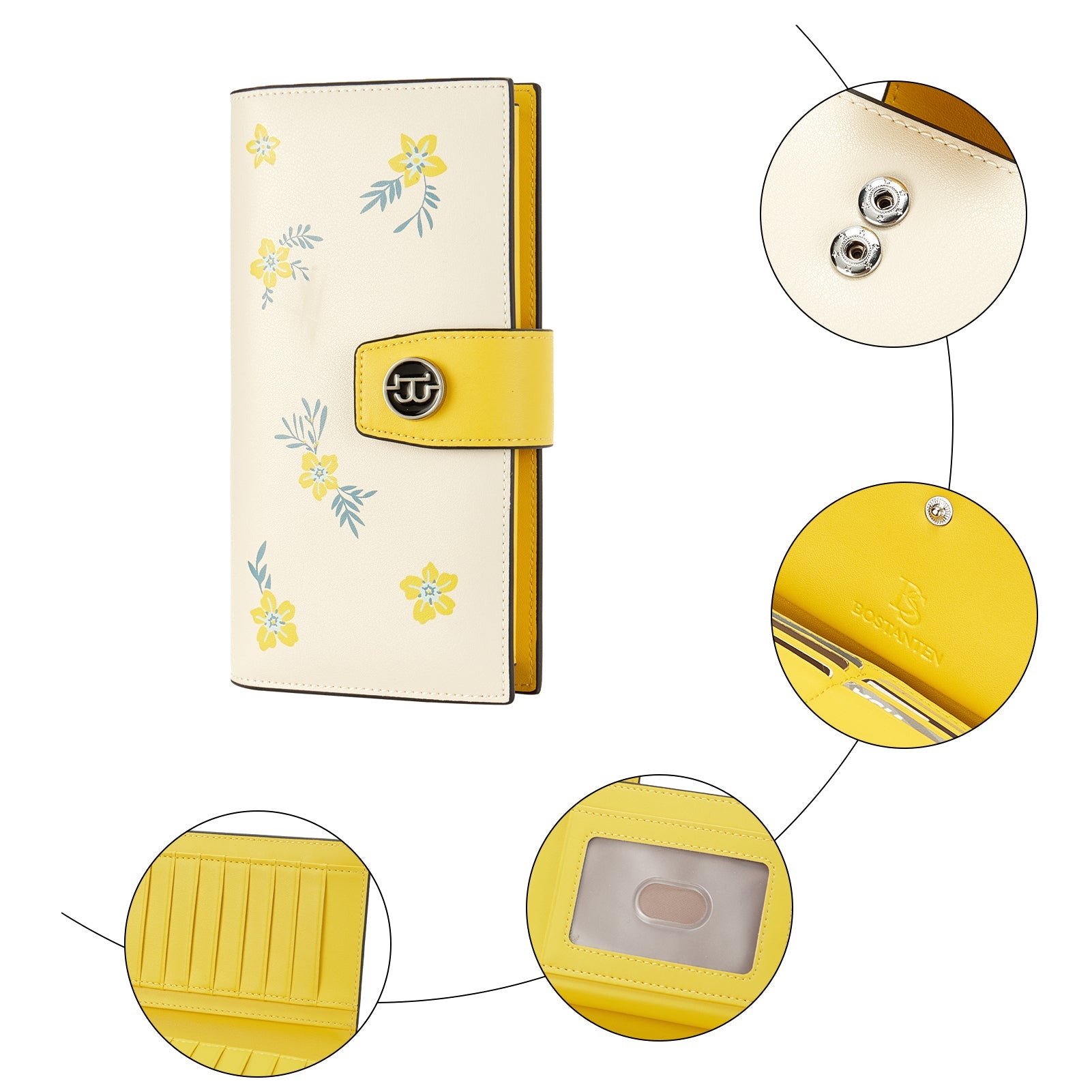 Women Top Leather Wallets Large Capacity - Floral Style