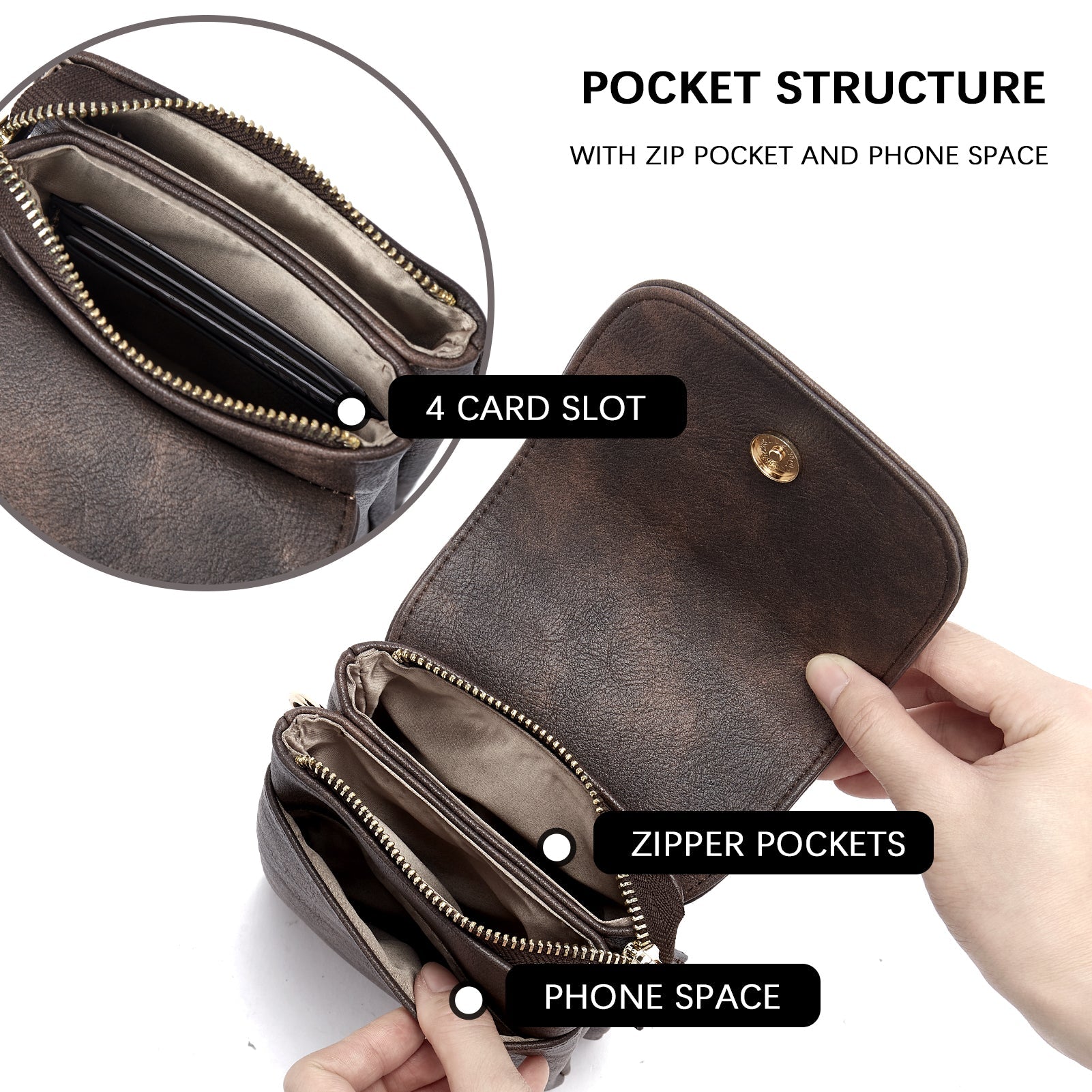 Evelyn Leather Crossbody Phone Wallet For Women —— Boudoir Style