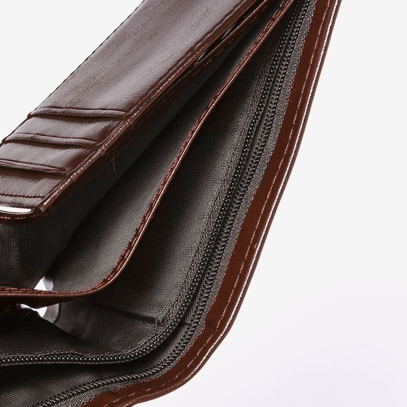 BOSTANTEN Men's Wallet Coin zipper PU leather Trifold