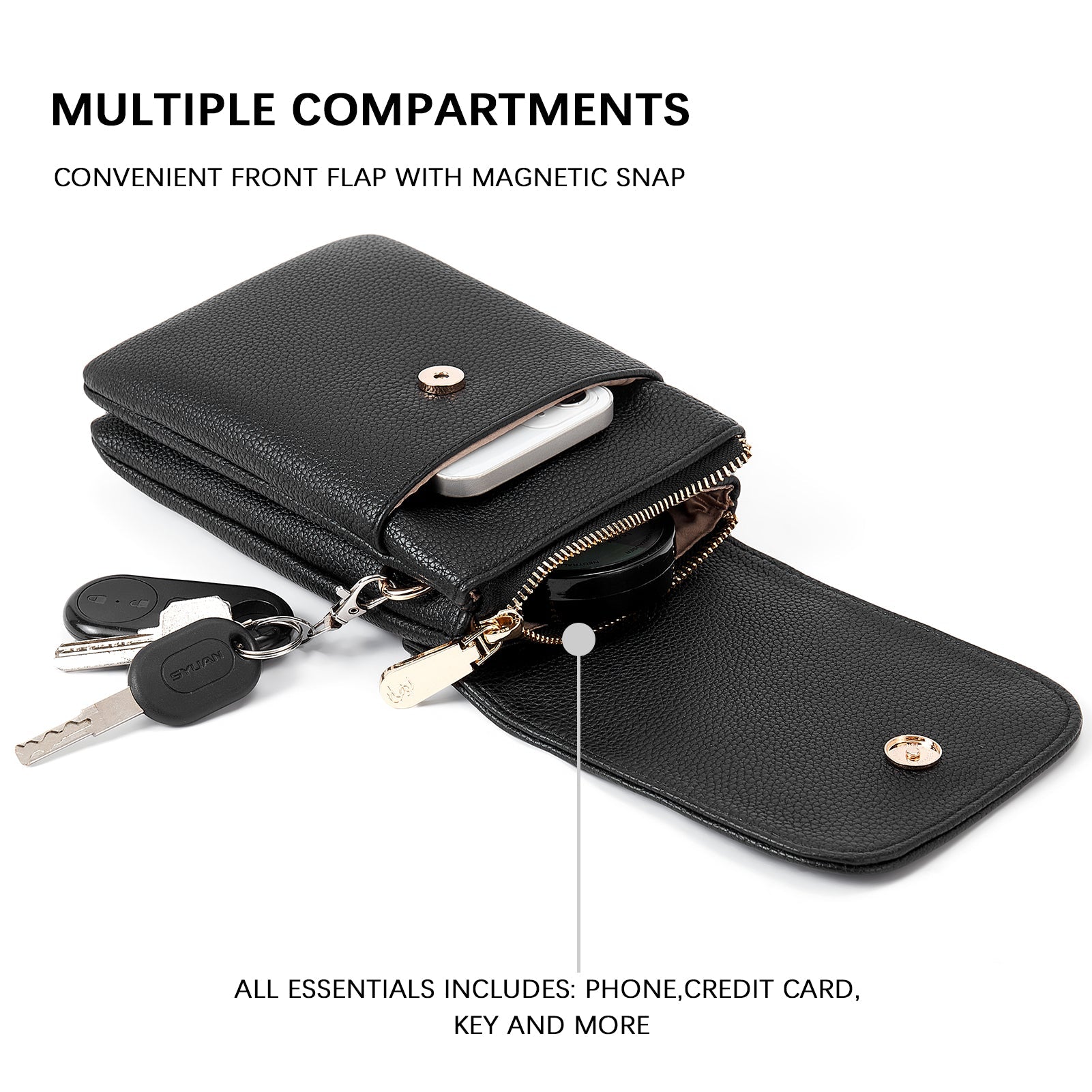 Evelyn Leather Crossbody Phone Wallet For Women —— Boudoir Style