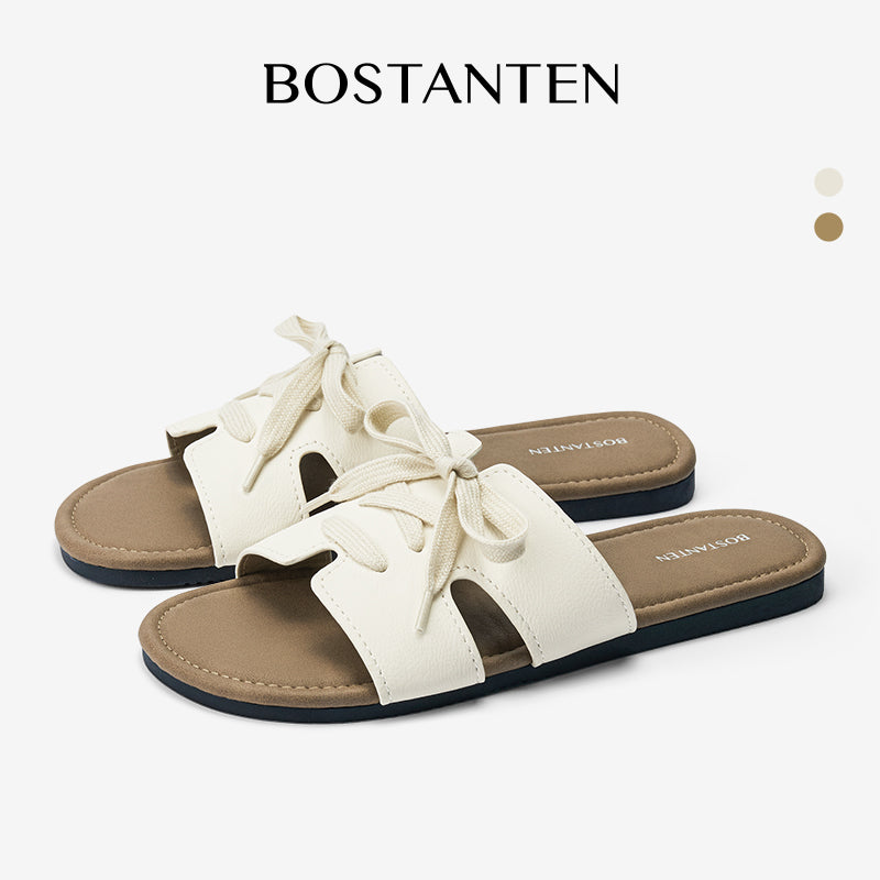 [New Arrival] Bostanten Sandals Flat Women's – Slip-On Trendy Rubber sole Anti-slip