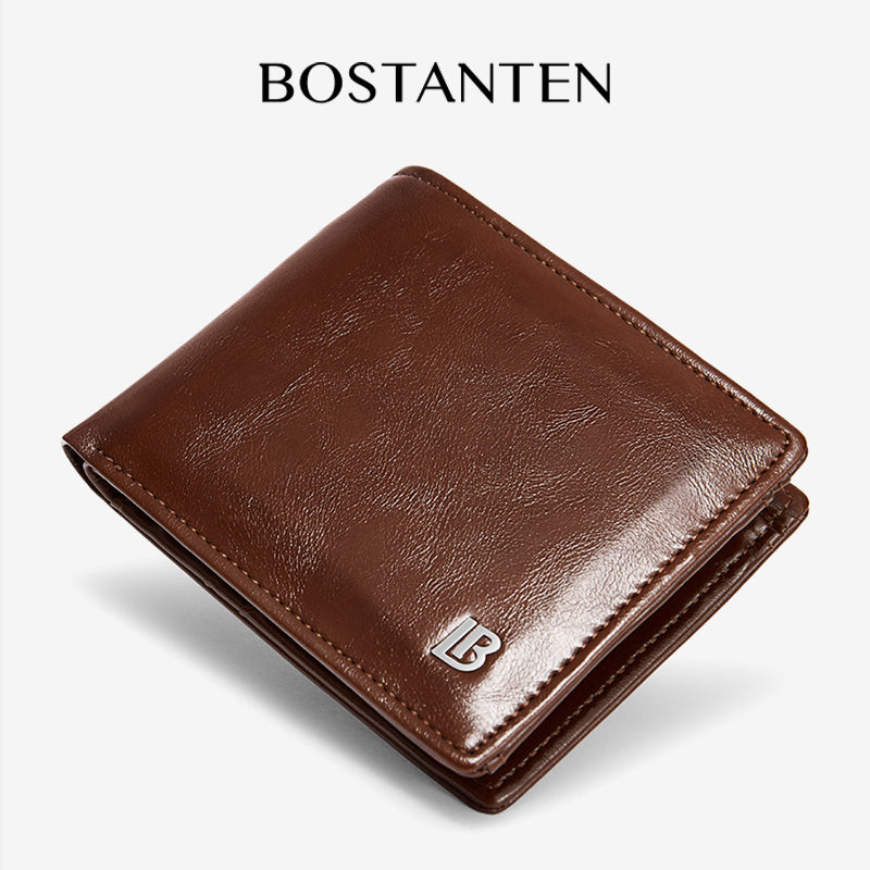 BOSTANTEN Bifold Wallet Men's Coin Zipper Material PU leather