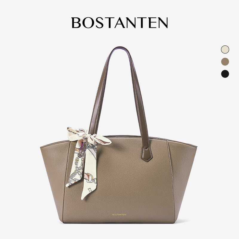 [Mila Bag] BOSTANTEN Tote Bag Leather Women's – Monogram Medium, Korean Style Casual