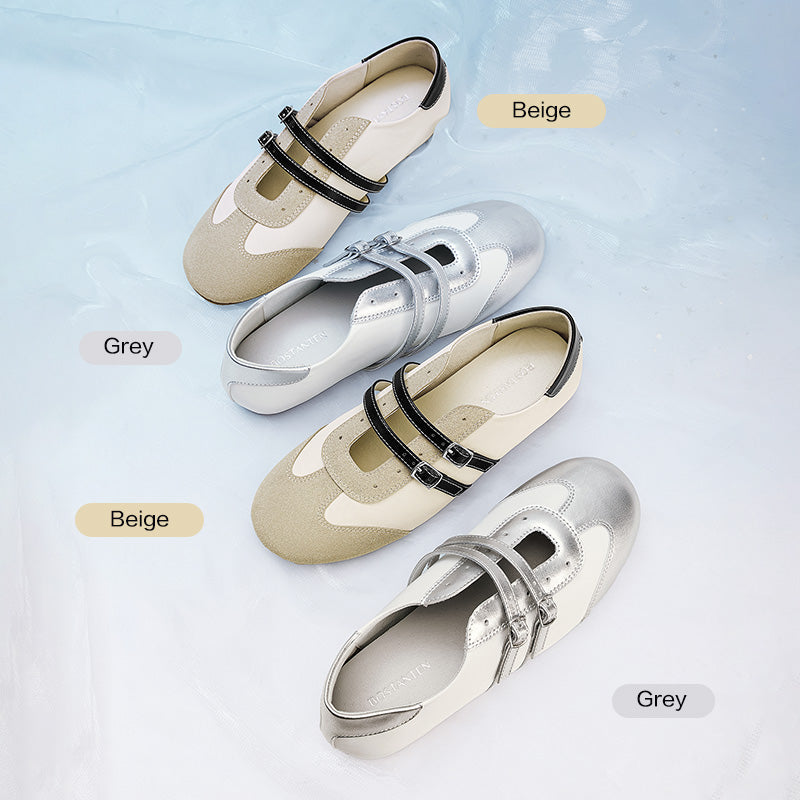 [Twinsy Shoes] Bostanten Shoes Marry Jane Ballet Women's Elegant Double Strap Comfortable Trendy‌