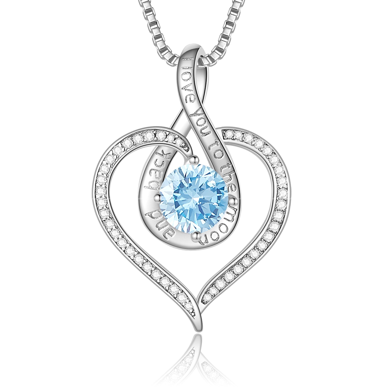BOSTANTEN Love Heart Pendant Necklaces for Women Silver Rose Gold Tone Crystal Birthstone Birthday Jewelry Gifts for Women, 18"+2"