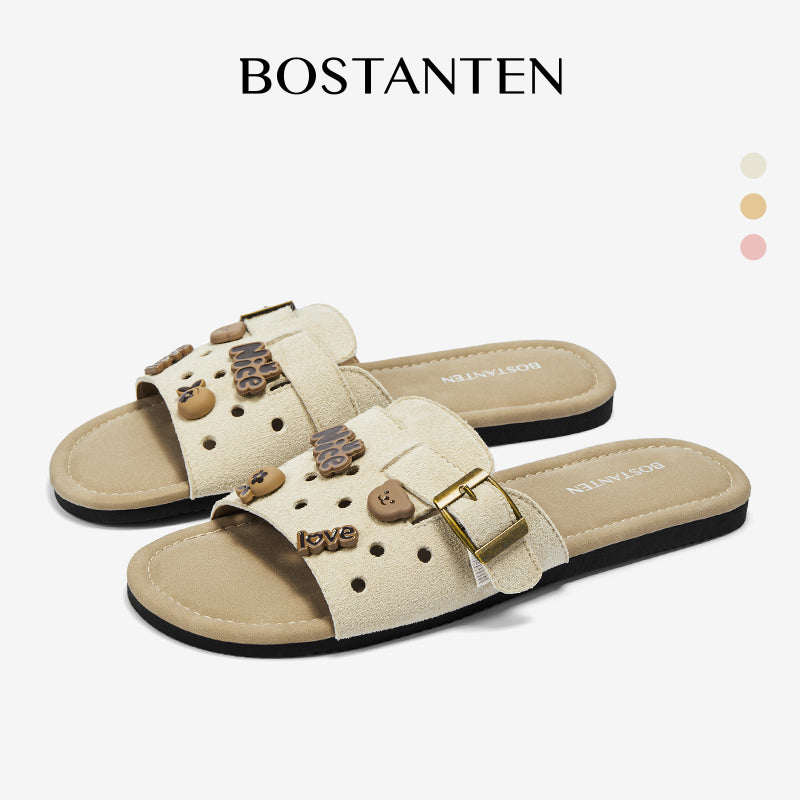 [LuxChoco Berry Sandals] BOSTANTEN Sandals Women's – Flat Sandals Lembut,  Suitable for Santai & ke Pantai