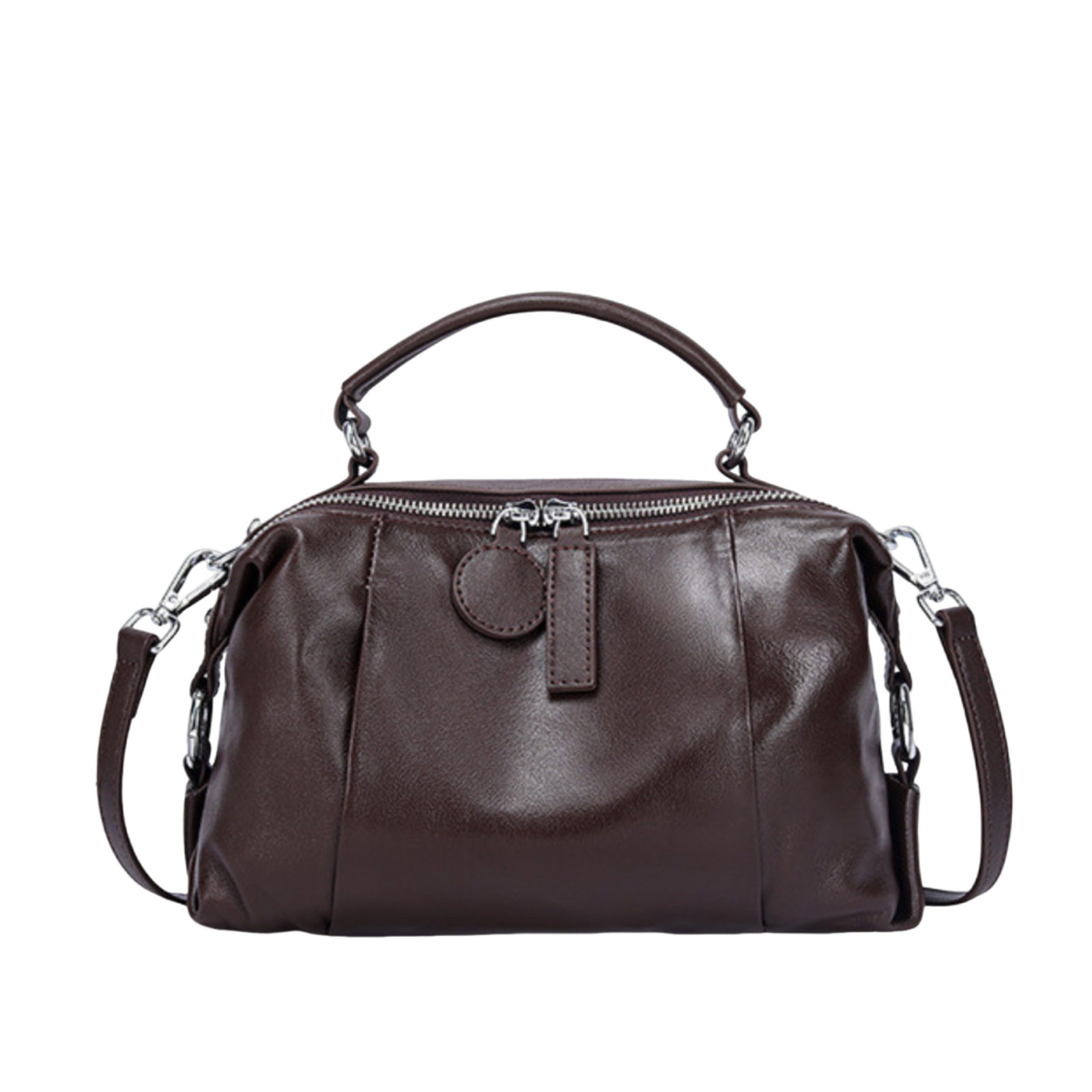 Nevin Full Grain Leather Boston Handbag 9''