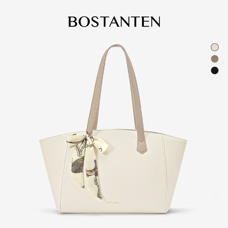 [Mila Bag] BOSTANTEN Tote Bag Leather Women's – Monogram Medium, Korean Style Casual