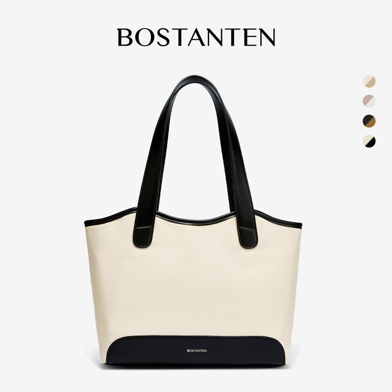 [Olivia Bag] BOSTANTEN Tote Bag Women's – Canvas & Synthetic leather, Large Capacity