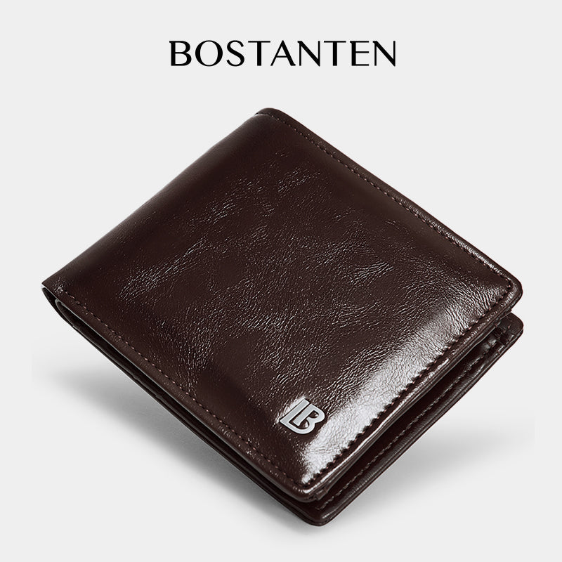 BOSTANTEN Bifold Wallet Men's Coin Zipper Material PU leather
