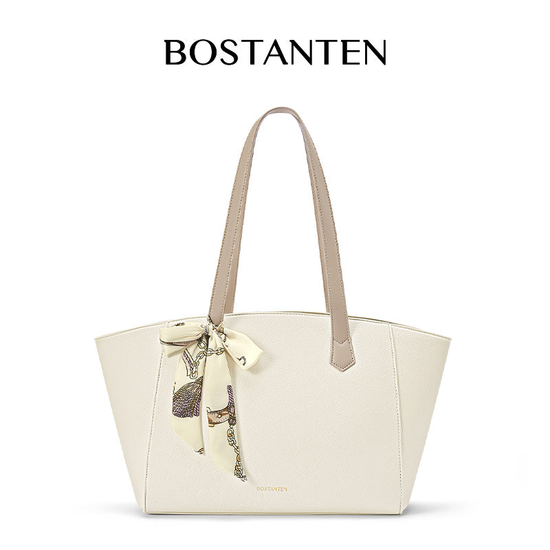 [Mila Bag] BOSTANTEN Tote Bag Leather Women's – Monogram Medium, Korean Style Casual