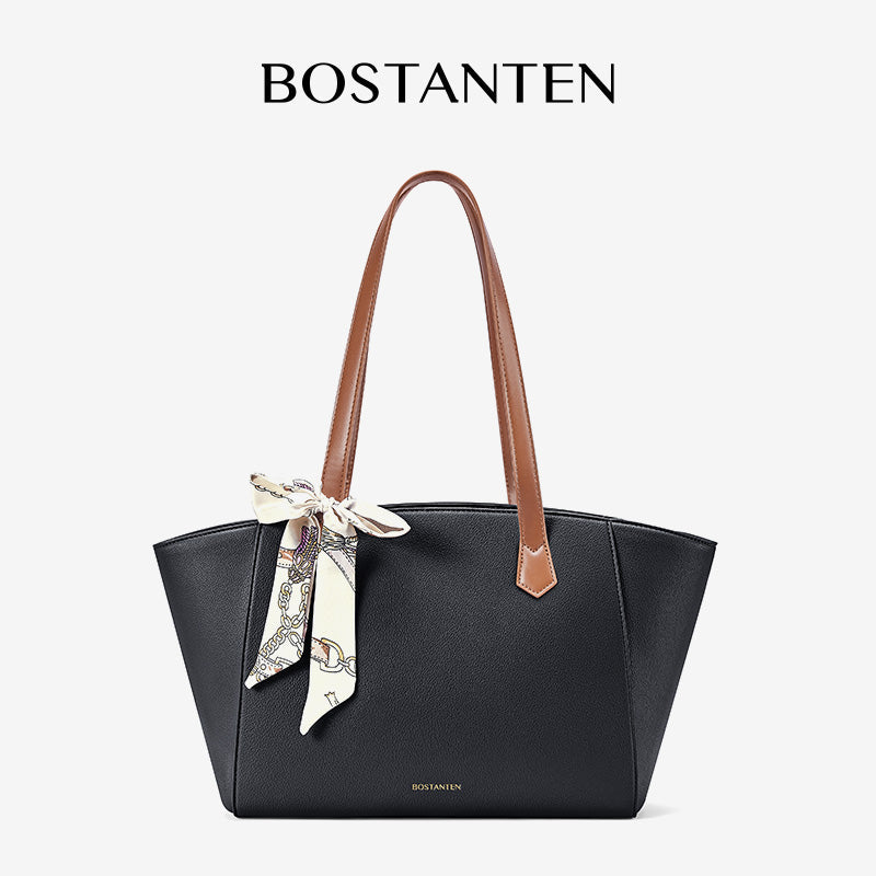 [Mila Bag] BOSTANTEN Tote Bag Leather Women's – Monogram Medium, Korean Style Casual