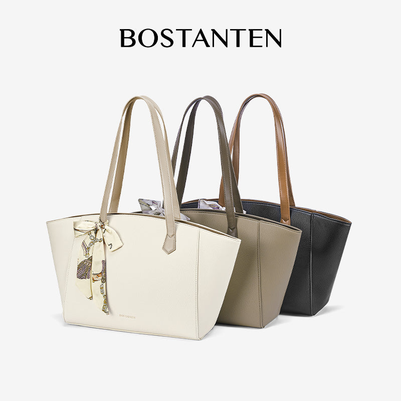 [Mila Bag] BOSTANTEN Tote Bag Leather Women's – Monogram Medium, Korean Style Casual