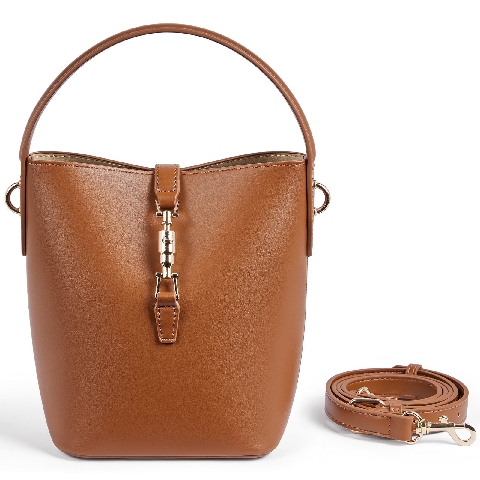 Harper Jones Bucket Shoulder Bag – Gold Clasp Crossbody