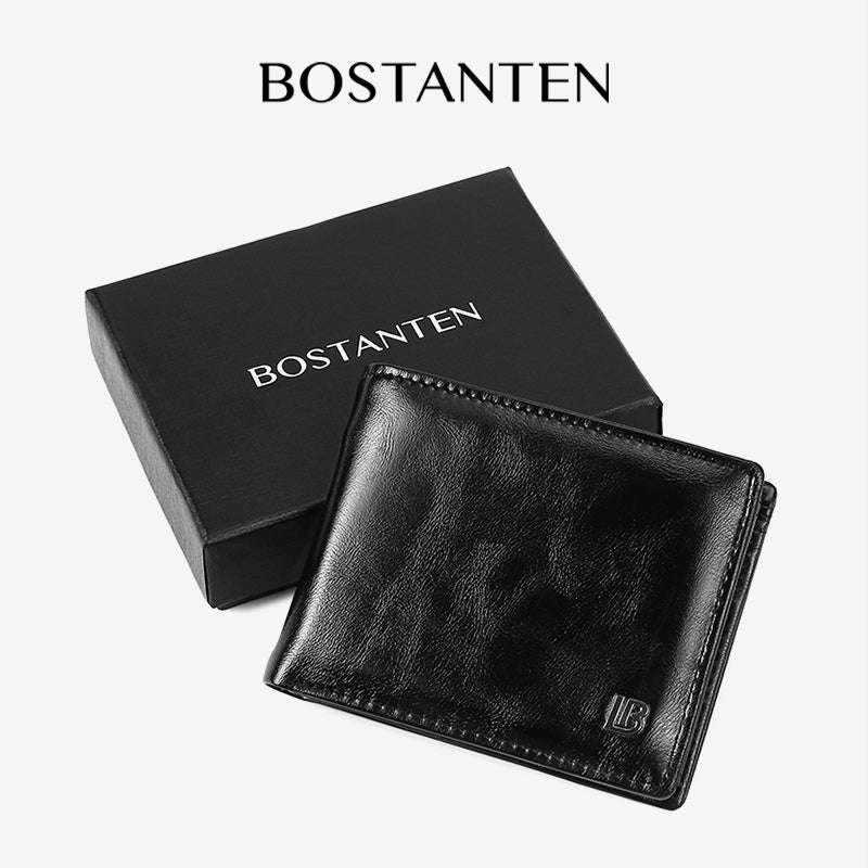BOSTANTEN Bifold Wallet Men's Coin Zipper Material PU leather