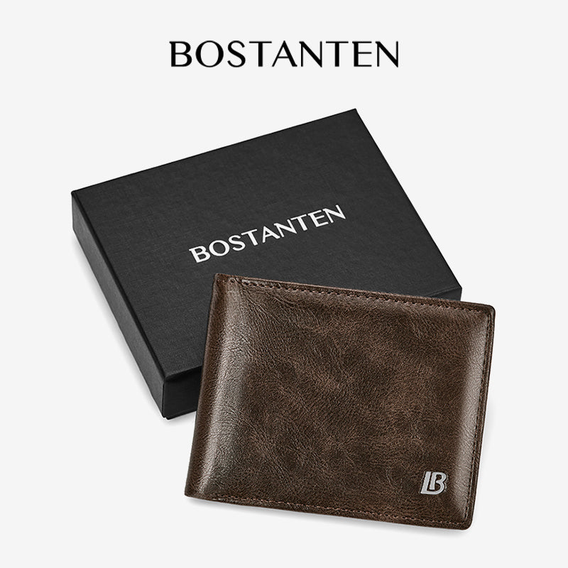 BOSTANTEN Bifold Wallet Men's Coin Zipper Material PU leather