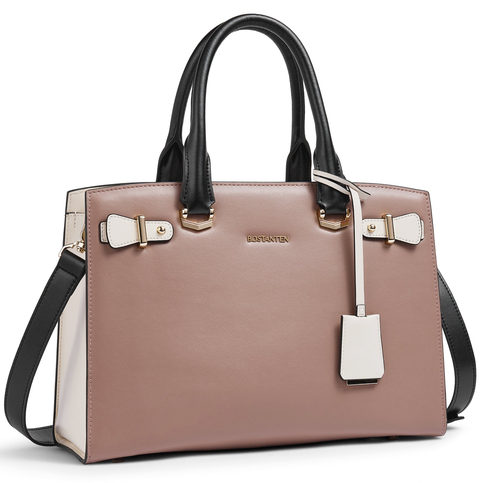 Genuine Leather Satchel Crossbody - Pink